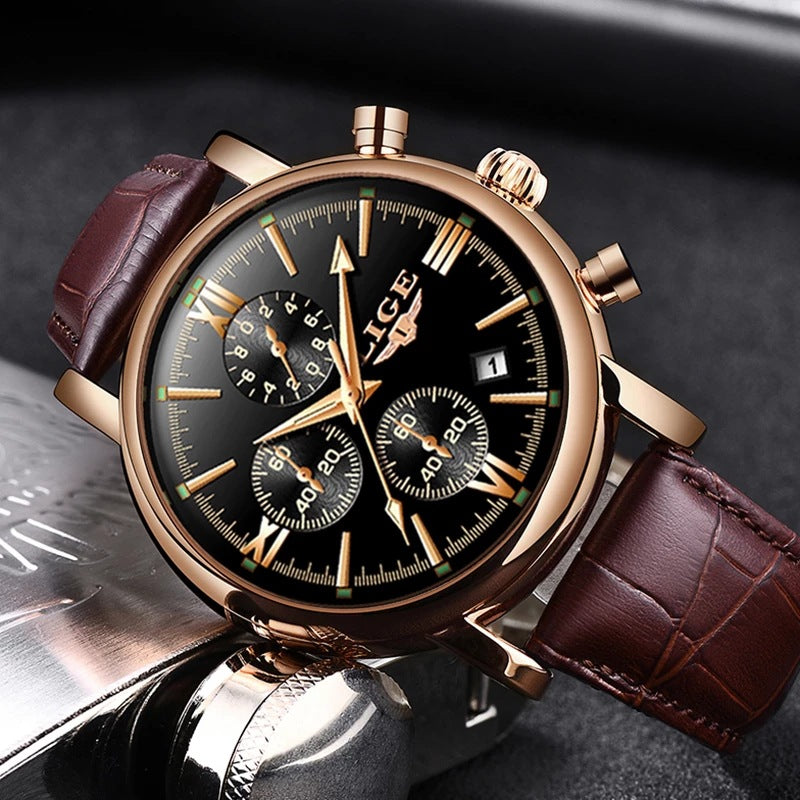 Men's Quartz Multi-function Waterproof Watch