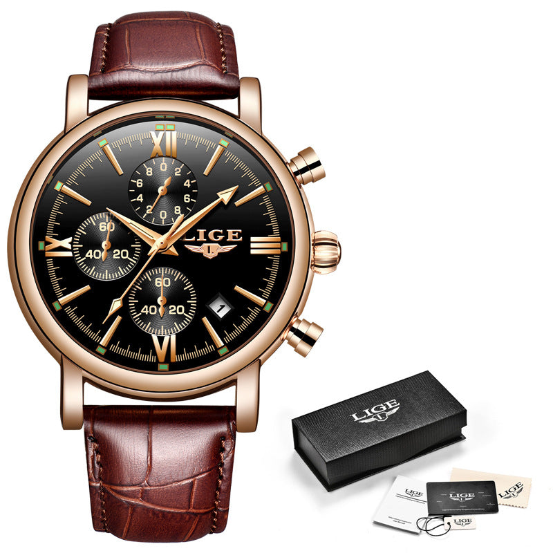 Men's Quartz Multi-function Waterproof Watch