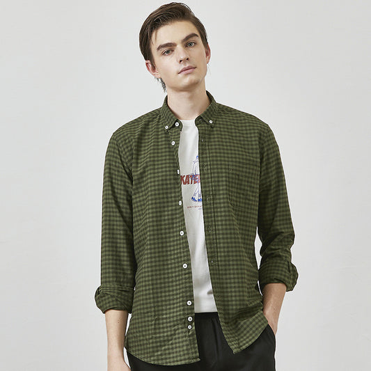 New Cotton Oxford Plaid Shirt Men's Fashion