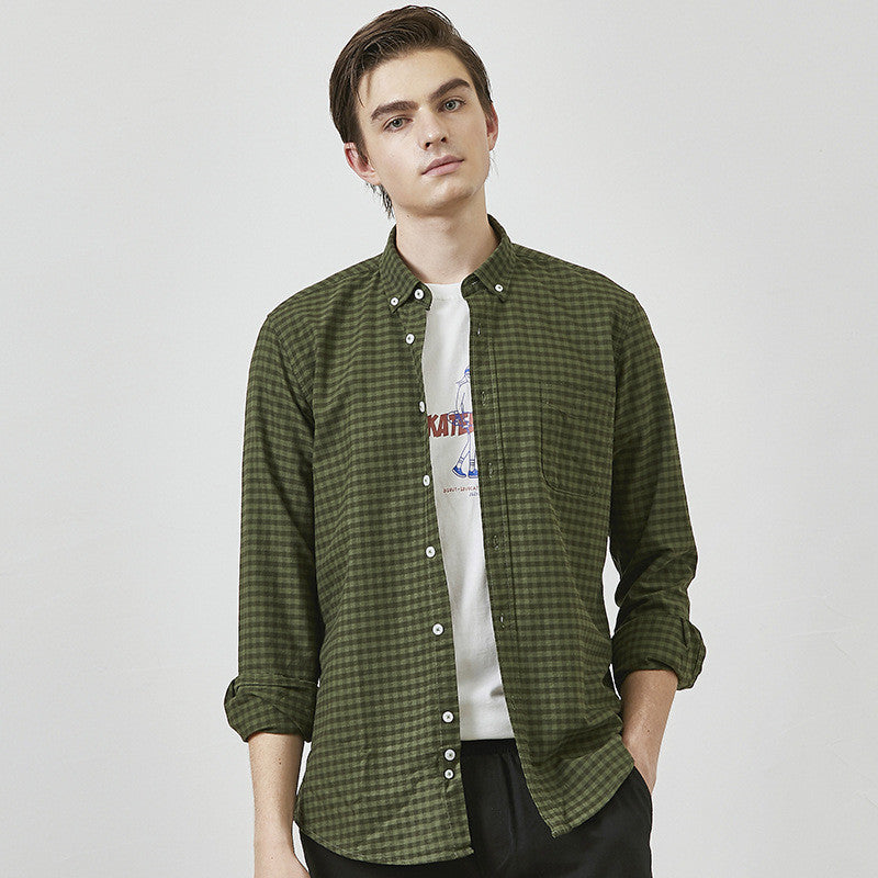 New Cotton Oxford Plaid Shirt Men's Fashion