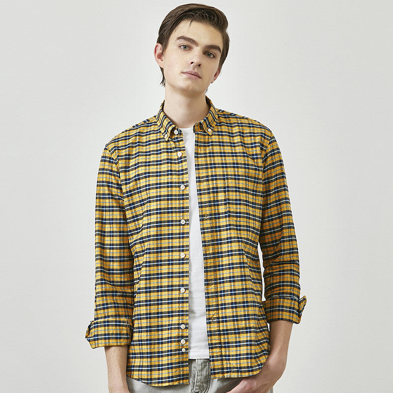 New Cotton Oxford Plaid Shirt Men's Fashion