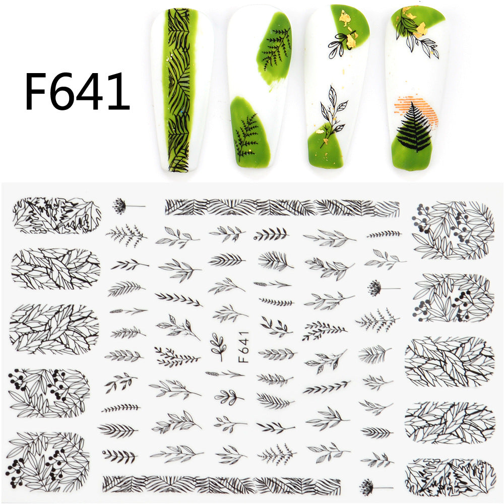 Black And White 3D Animal Love Letter Butterfly Strap Glue Nail Sticker