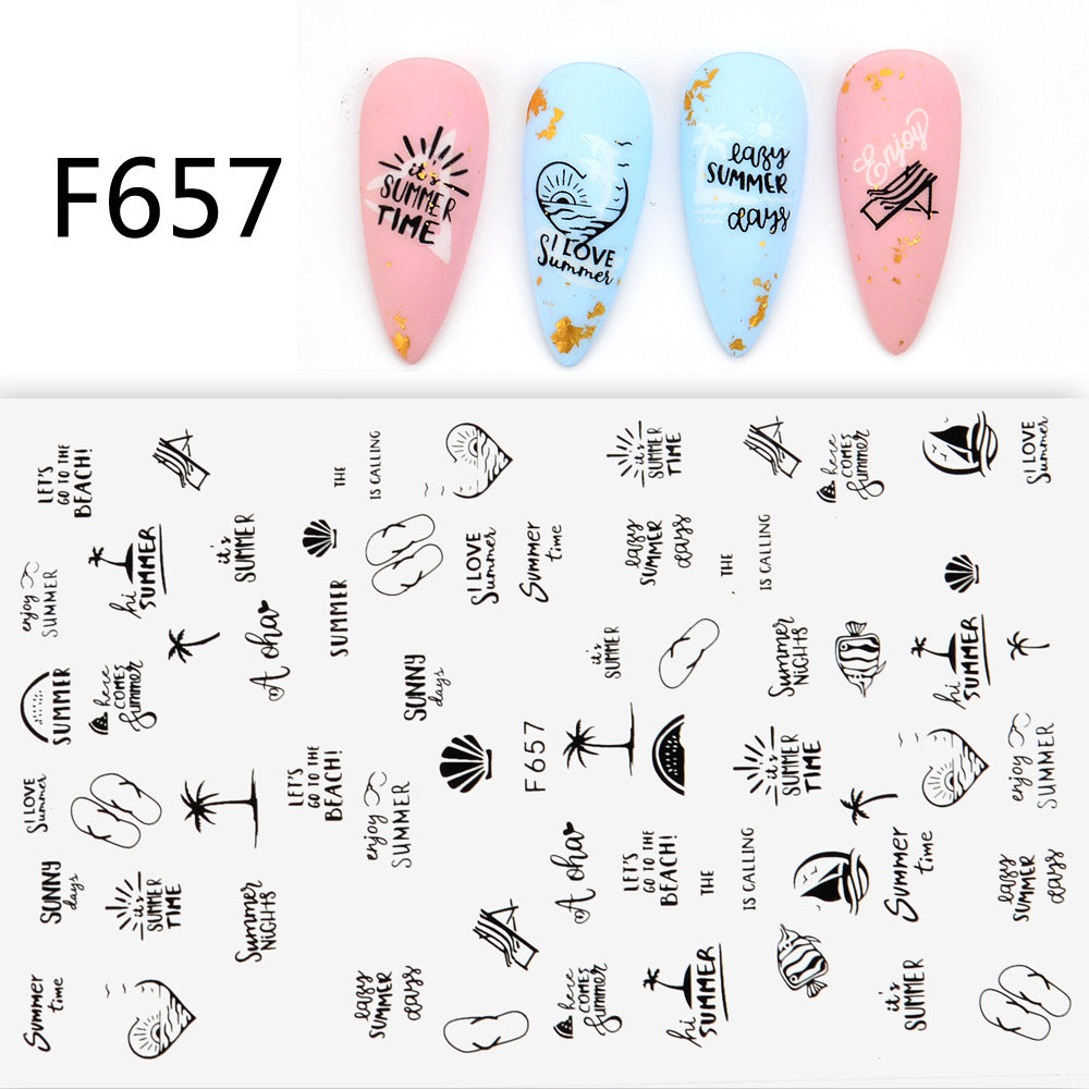 Black And White 3D Animal Love Letter Butterfly Strap Glue Nail Sticker