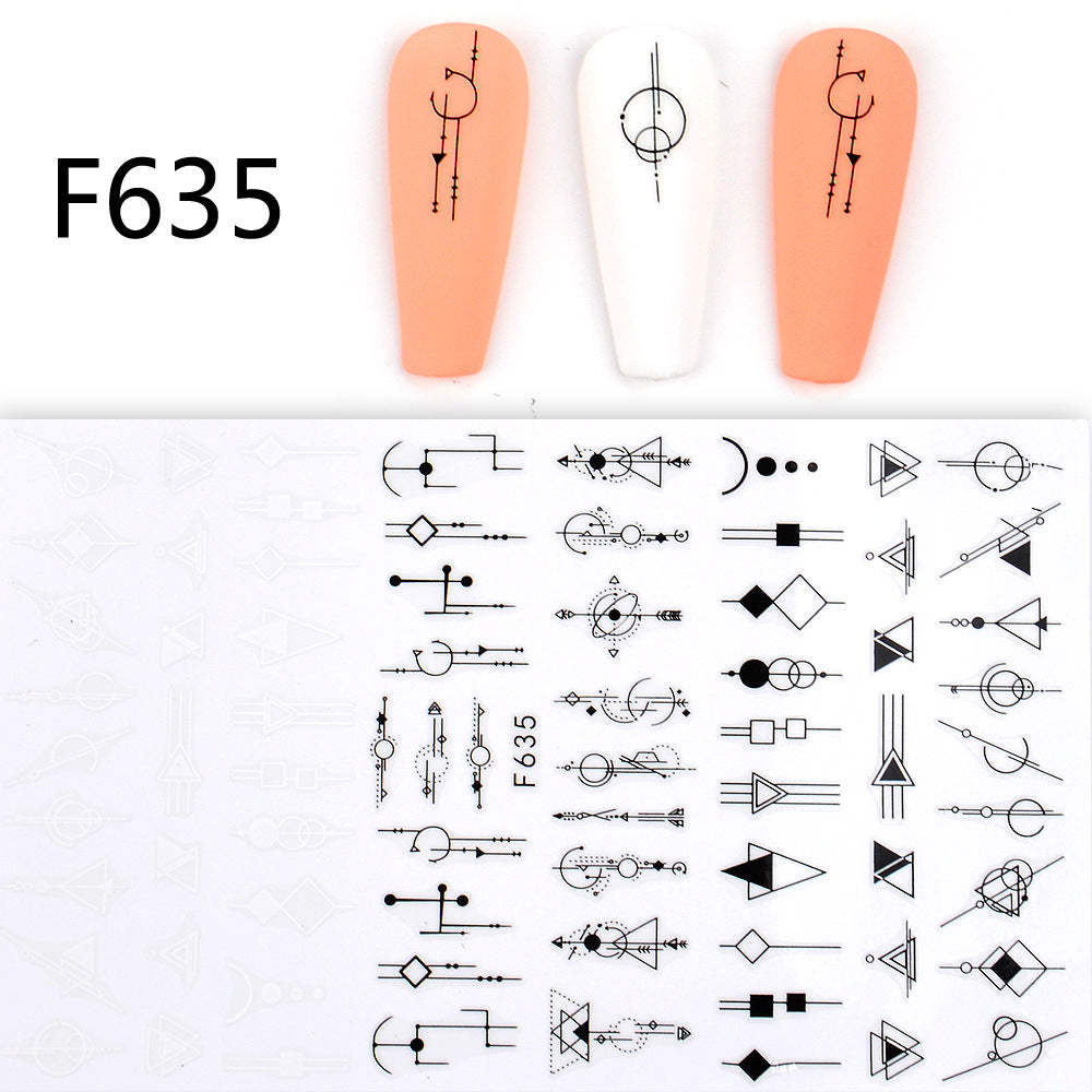 Black And White 3D Animal Love Letter Butterfly Strap Glue Nail Sticker