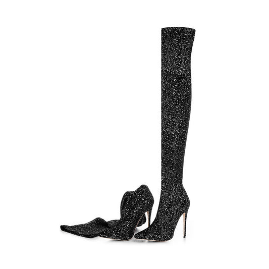 Stretch Cloth Over The Knee Boots Women's Shoes Plus Size