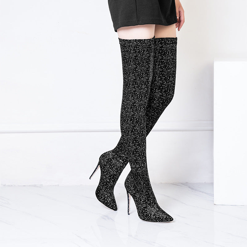 Stretch Cloth Over The Knee Boots Women's Shoes Plus Size