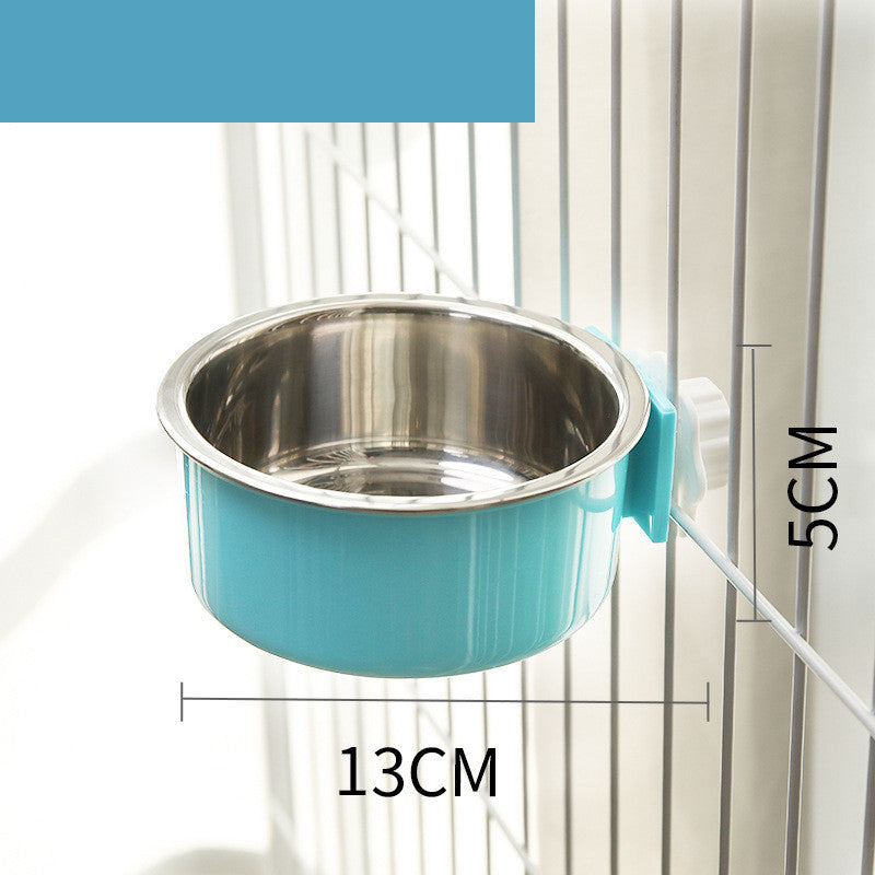 Food Bowl Neck Guard Stainless Steel Fixed Hanging Cage Cat Water Bowl Pet Bowl