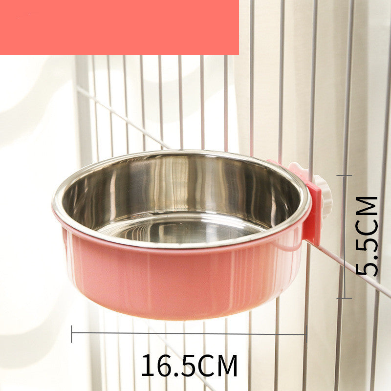 Food Bowl Neck Guard Stainless Steel Fixed Hanging Cage Cat Water Bowl Pet Bowl