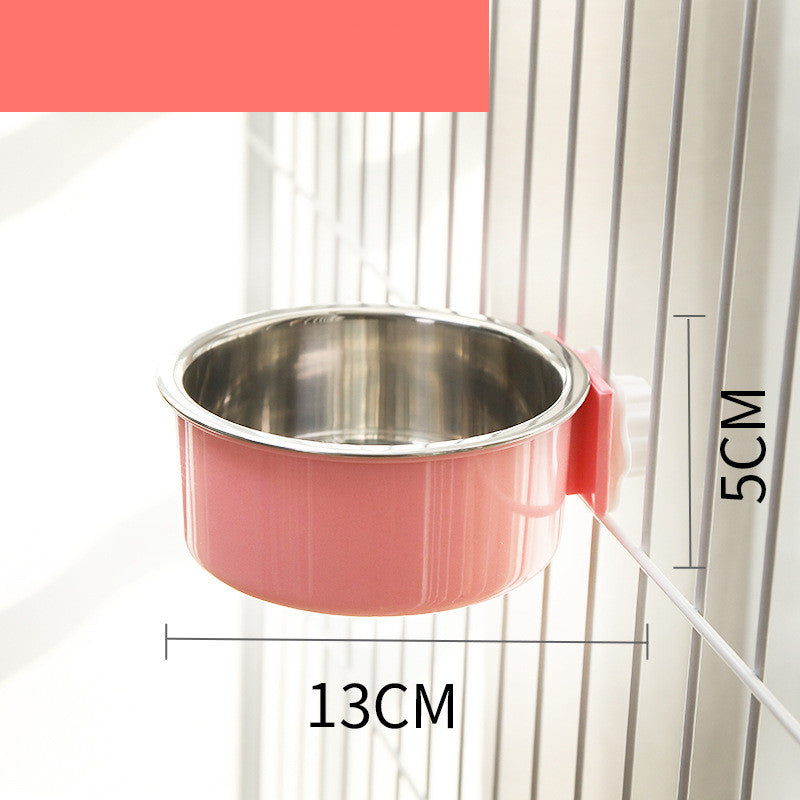 Food Bowl Neck Guard Stainless Steel Fixed Hanging Cage Cat Water Bowl Pet Bowl