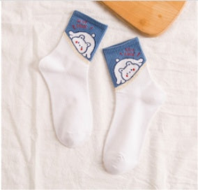 Women's Tall Polar Bear Cartoon Cotton Stockings