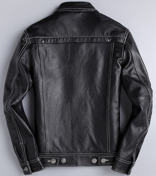 New Spring And Autumn Leather Cowhide Denim