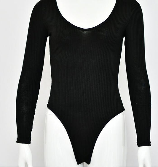 Autumn And Winter Sexy Slim Bottoming Long-sleeved T-shirt Solid Color One-piece Bottoming Shirt