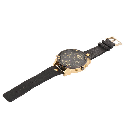 Domineering Men's multi-calibre Large Dial Lychee Belt Watch