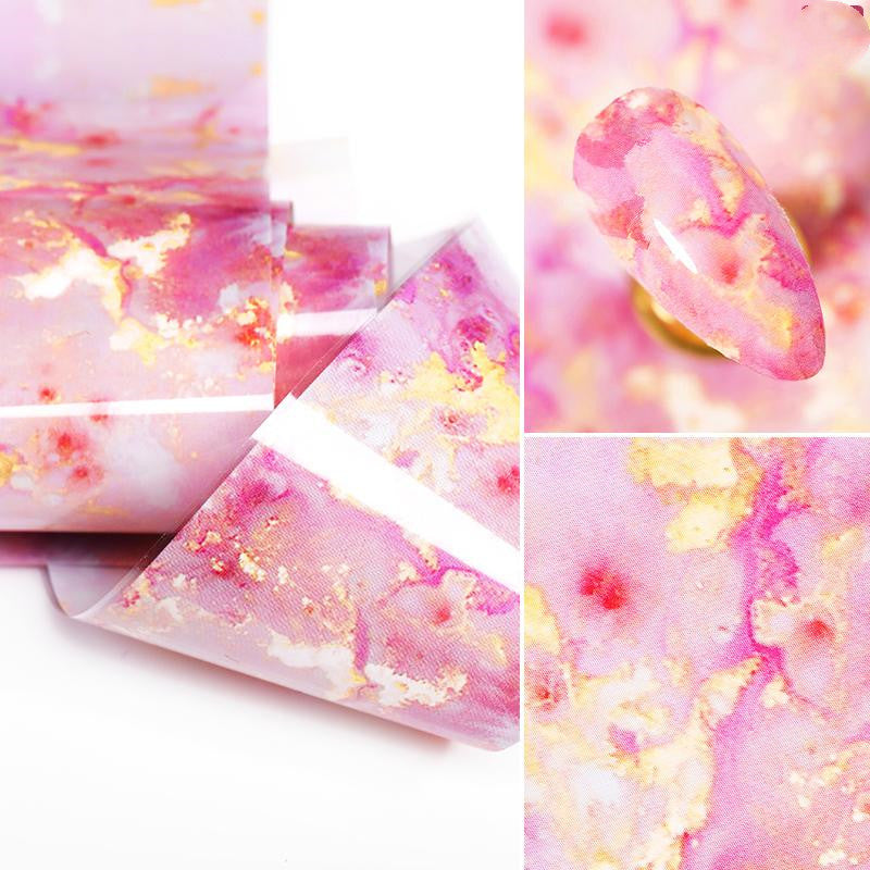 Blooming Marble Nail Transfer Paper Star Sticker