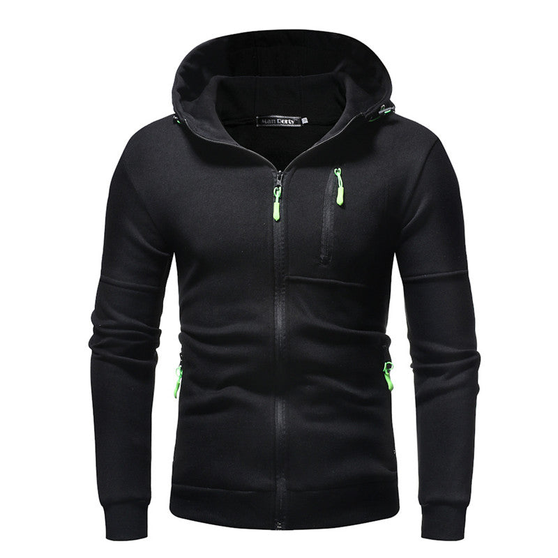 Slim Fit Zipper Embellished Hoodie Men's Pullover Sweater