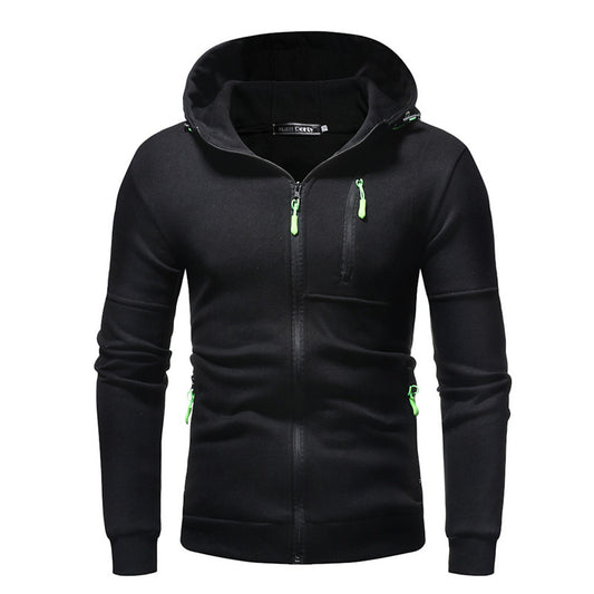 Slim Fit Zipper Embellished Hoodie Men's Pullover Sweater