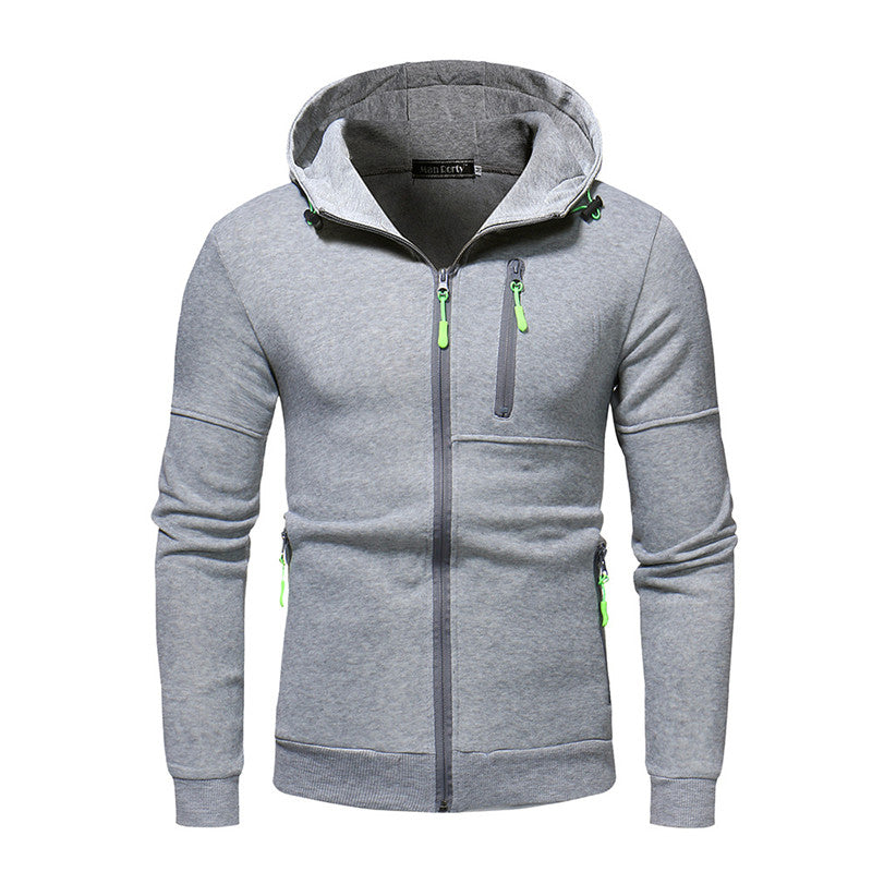 Slim Fit Zipper Embellished Hoodie Men's Pullover Sweater