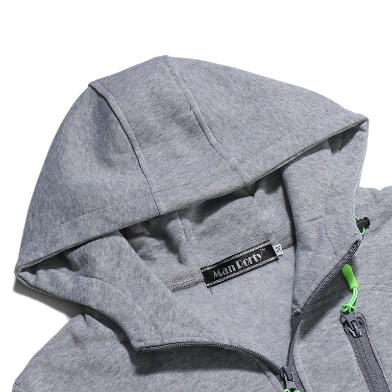 Slim Fit Zipper Embellished Hoodie Men's Pullover Sweater