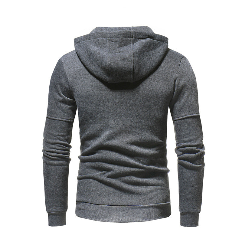 Slim Fit Zipper Embellished Hoodie Men's Pullover Sweater