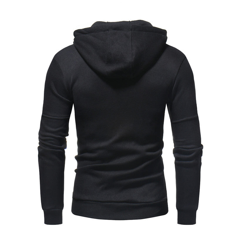Slim Fit Zipper Embellished Hoodie Men's Pullover Sweater