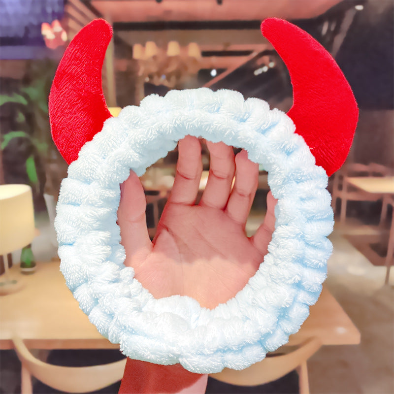 Red Horn Hair Band Wash Face Headband