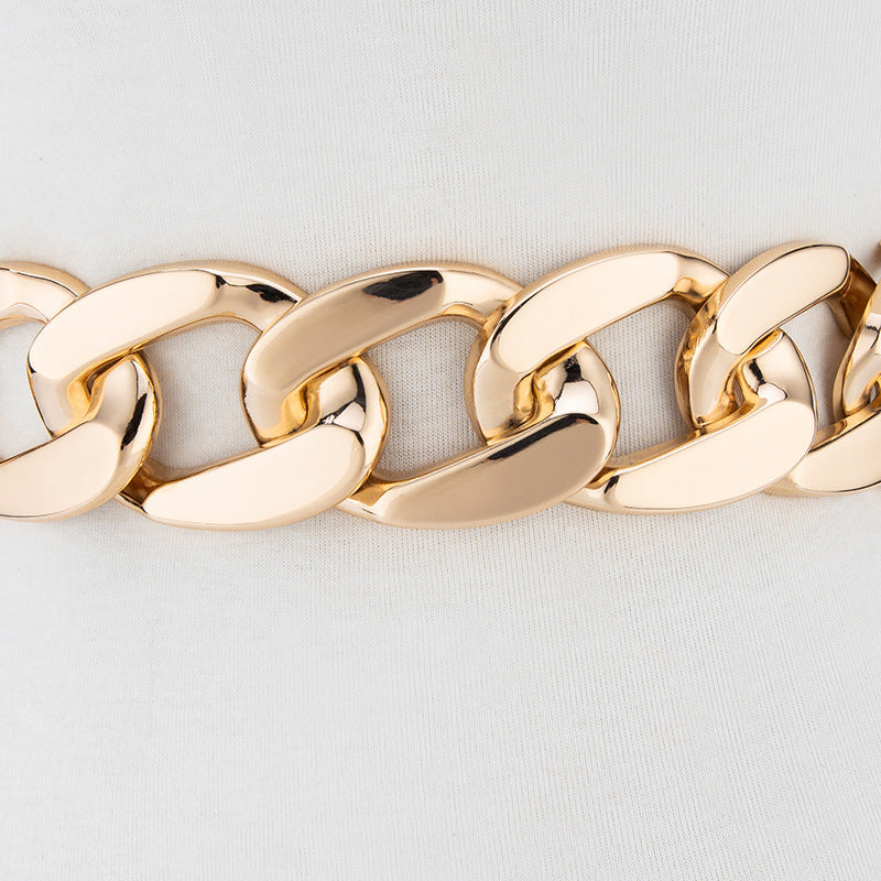 Patchwork Metal Pu Leather Belt