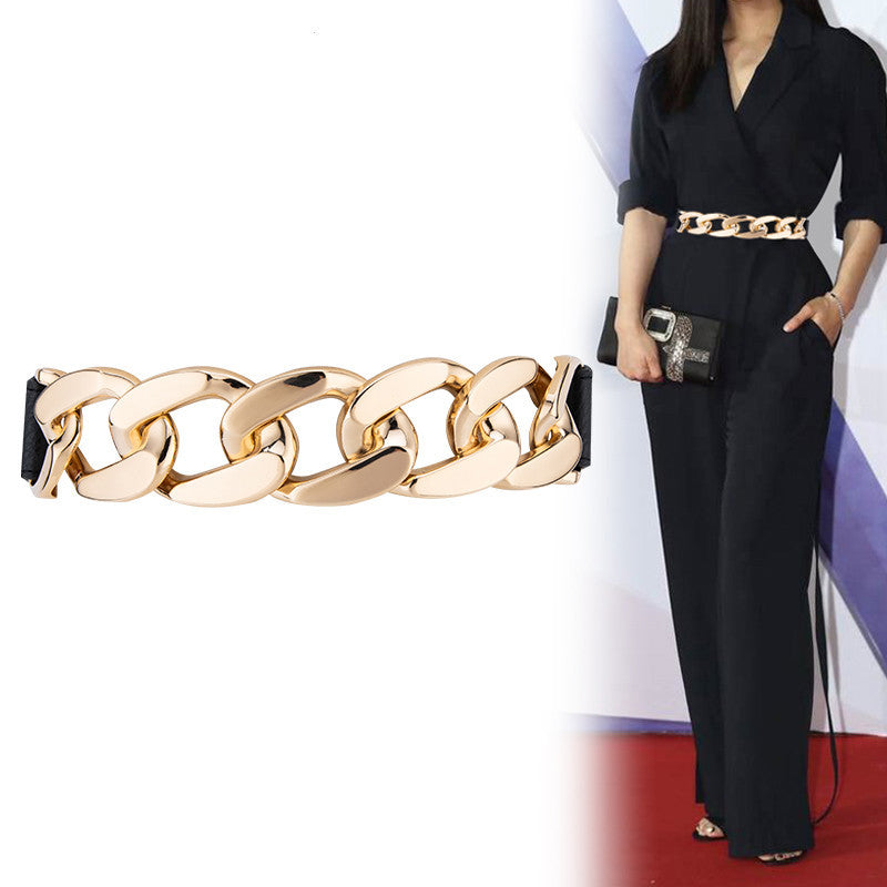 Patchwork Metal Pu Leather Belt