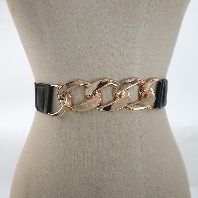 Patchwork Metal Pu Leather Belt