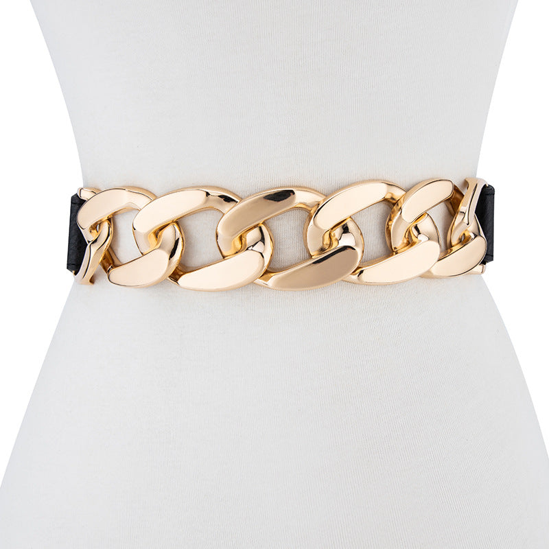 Patchwork Metal Pu Leather Belt
