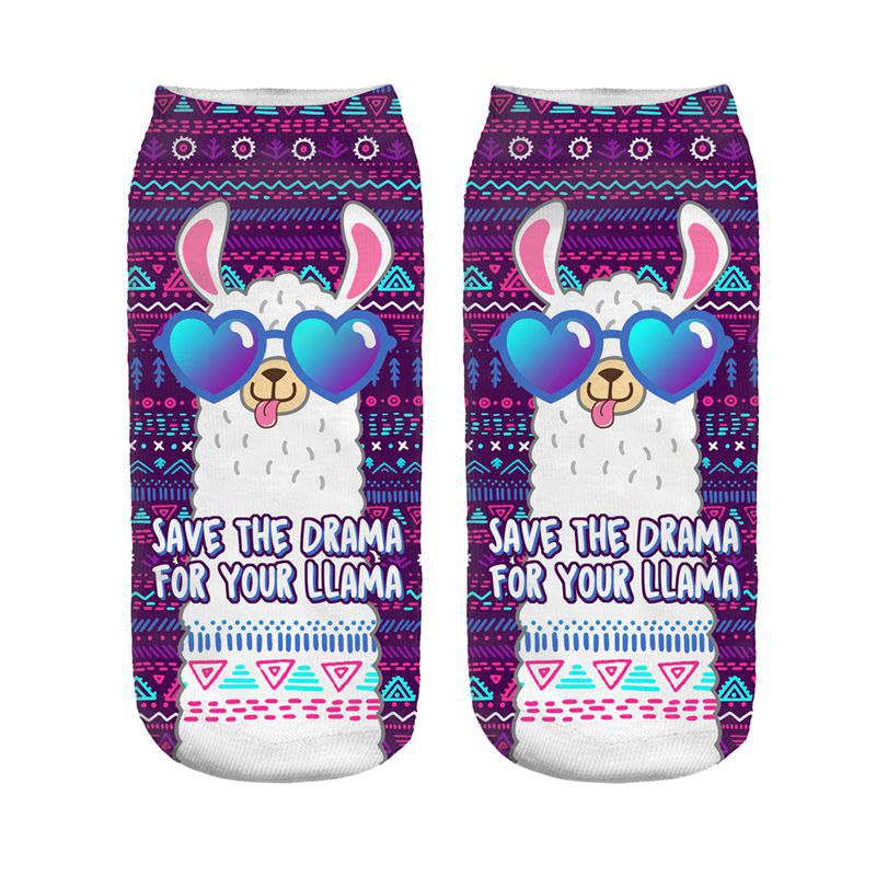 Digital Printed Alpaca Women's Pump Socks 3D