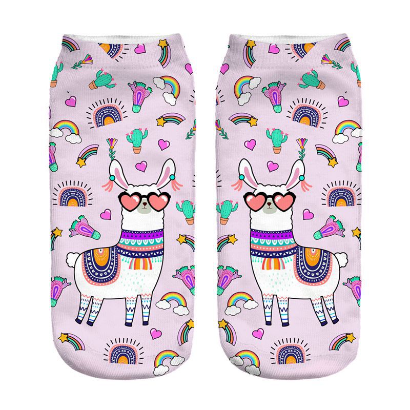 Digital Printed Alpaca Women's Pump Socks 3D
