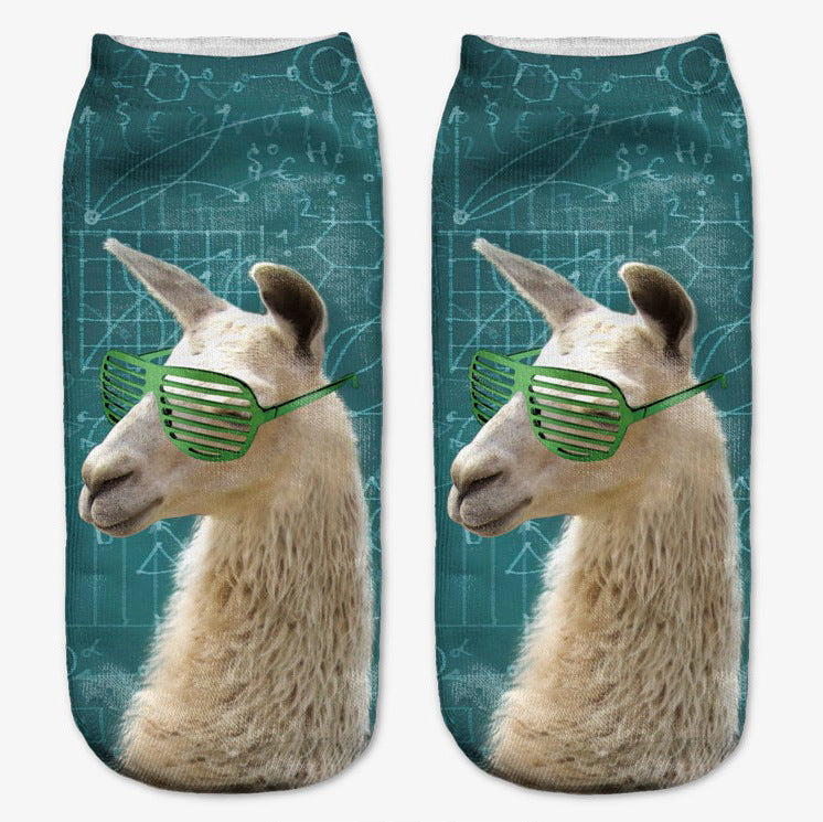 Digital Printed Alpaca Women's Pump Socks 3D