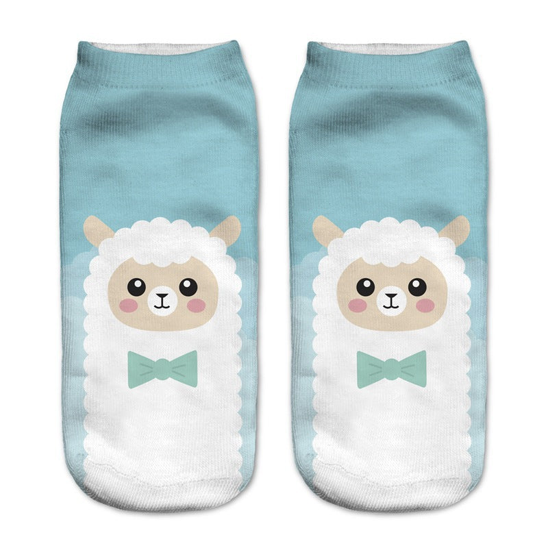 Digital Printed Alpaca Women's Pump Socks 3D