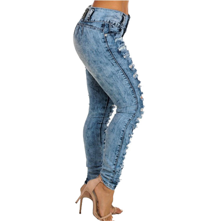 Ripped højtaljede jeans med små fødder