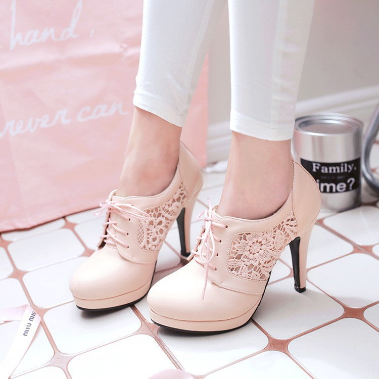 New Lace Hollow Lace High-heeled Shoes