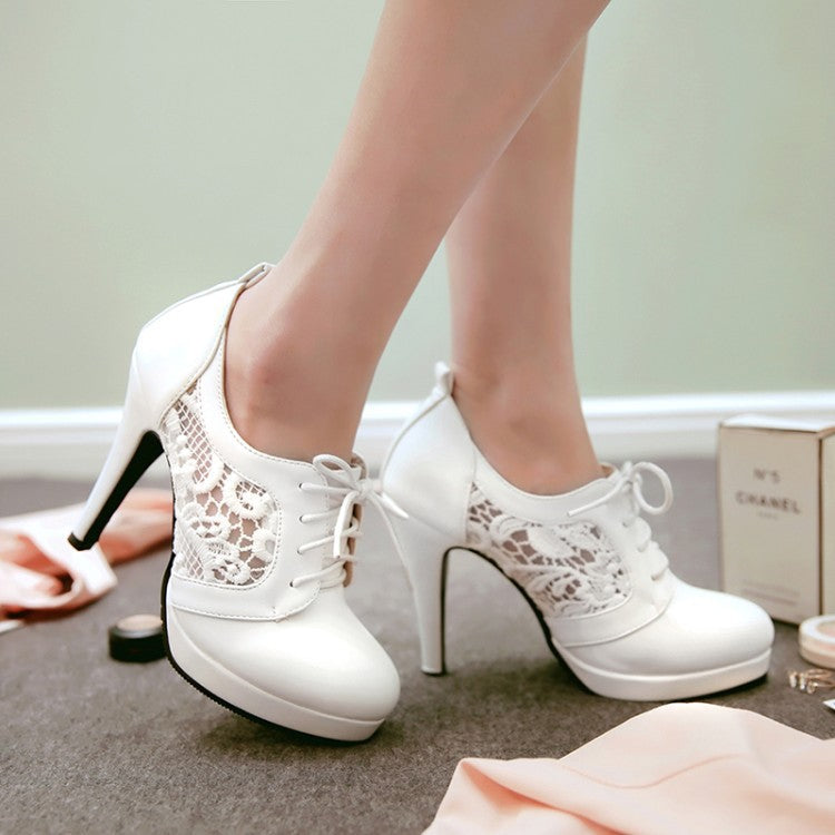 New Lace Hollow Lace High-heeled Shoes