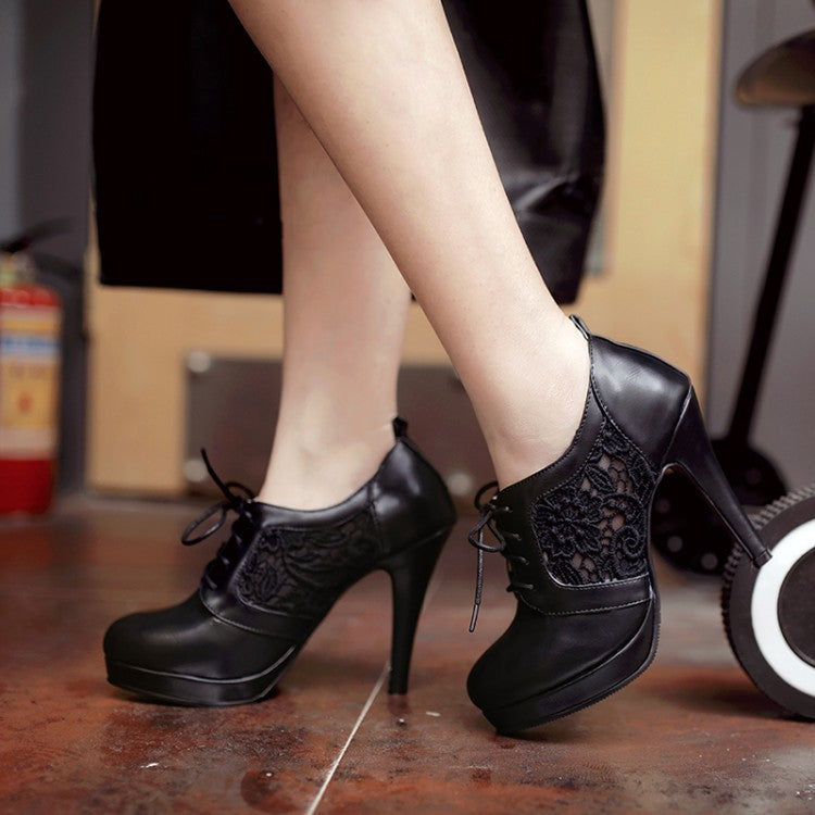 New Lace Hollow Lace High-heeled Shoes