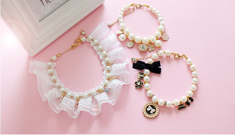 Pet Dog Cat Pearl Necklace Accessory Pendant