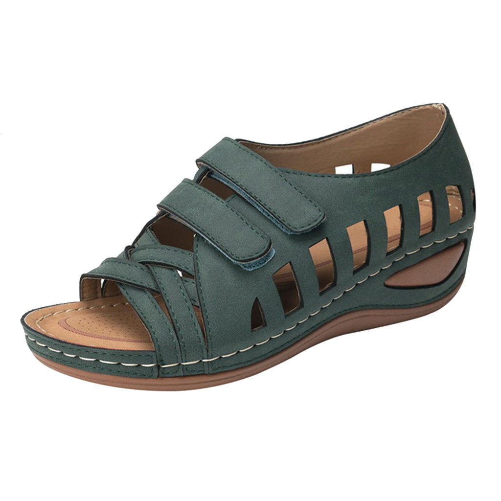 Fashion Velcro Hollow Fish Mouth Sandals
