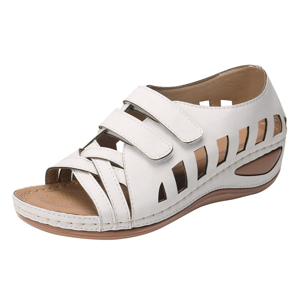 Fashion Velcro Hollow Fish Mouth Sandals