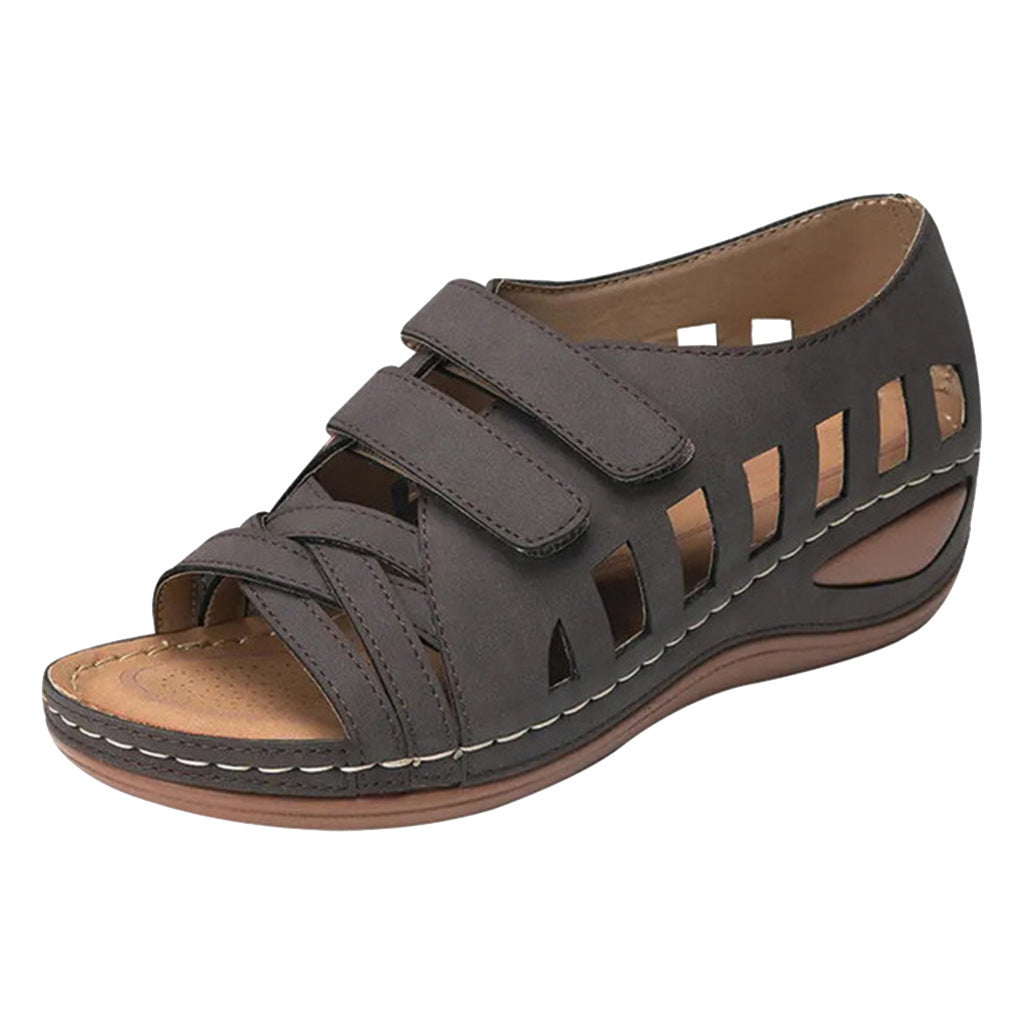 Fashion Velcro Hollow Fish Mouth Sandals