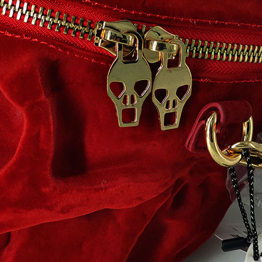 Gothic Velvet Skull Bag 3D Black Zipper Purse Portable Shoulder Tote Goth Hand Bag Skull Bag Motorcycles Bag