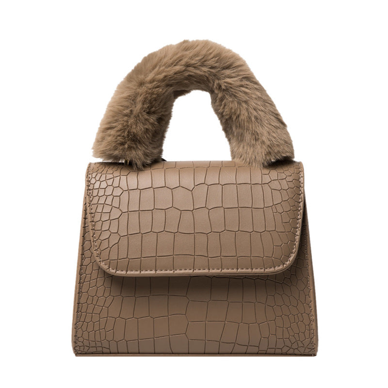 Female Bag Plush Portable Small Square Bag Fashionable And Versatile