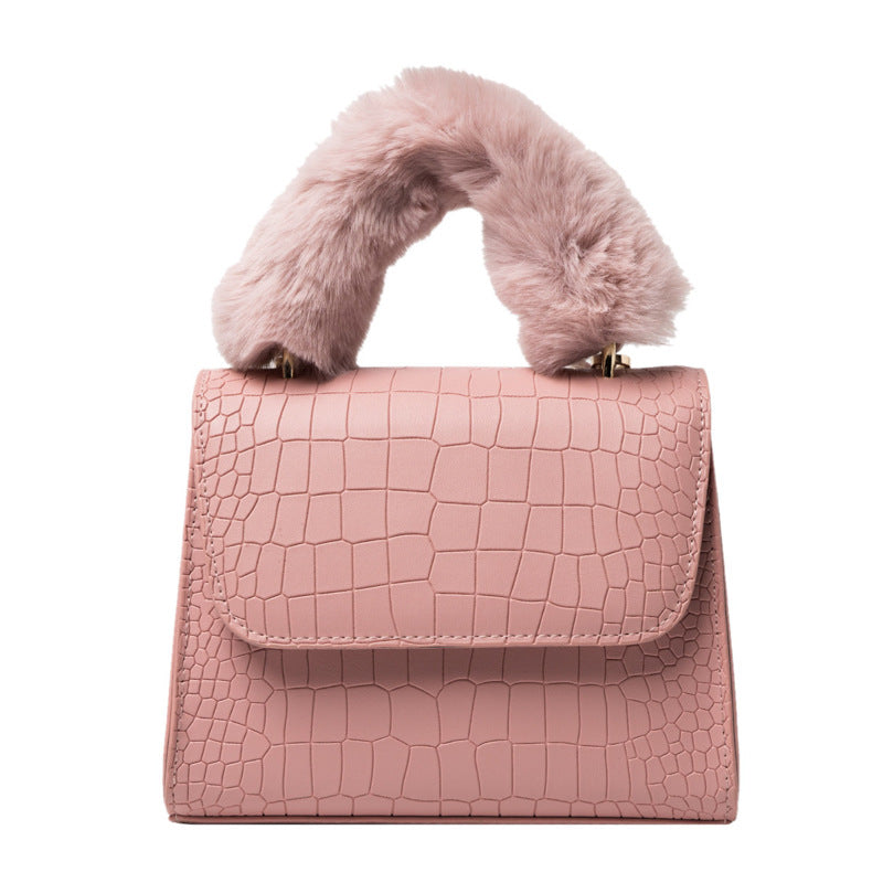 Female Bag Plush Portable Small Square Bag Fashionable And Versatile