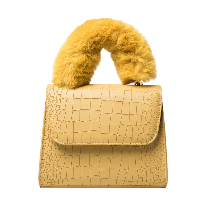 Female Bag Plush Portable Small Square Bag Fashionable And Versatile