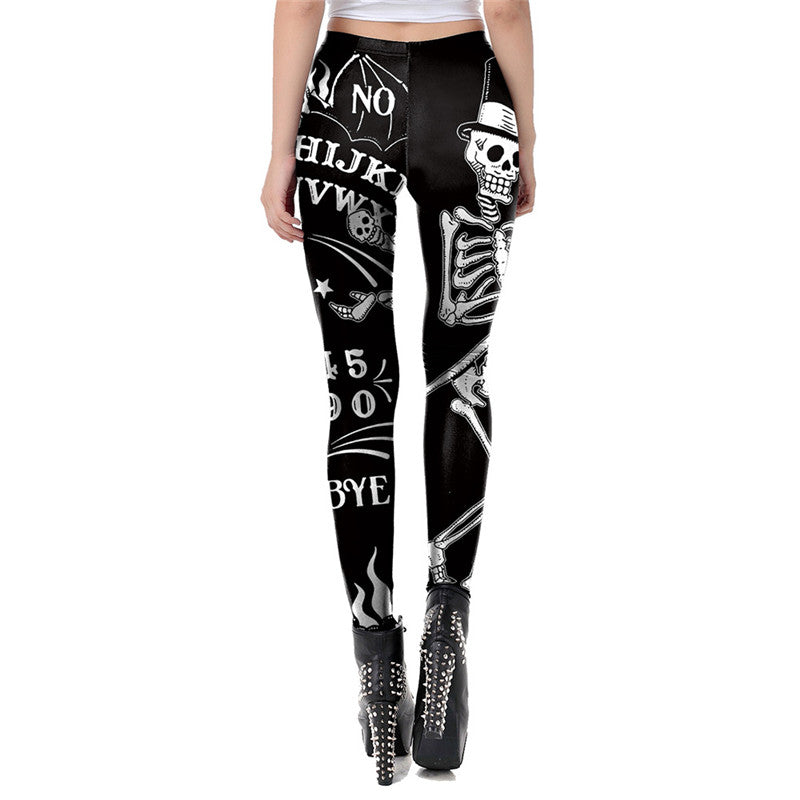 Personalized Retro Skull Simple Print Casual Leggings