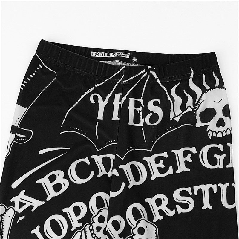 Personalized Retro Skull Simple Print Casual Leggings