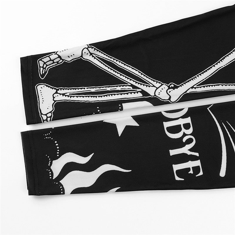 Personalized Retro Skull Simple Print Casual Leggings