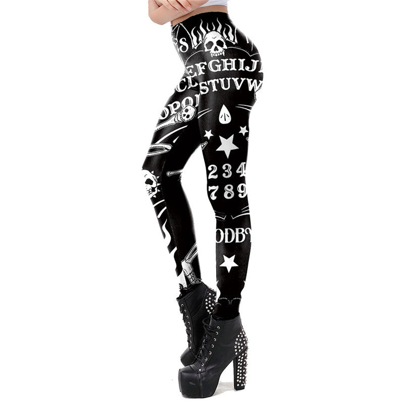 Personalized Retro Skull Simple Print Casual Leggings