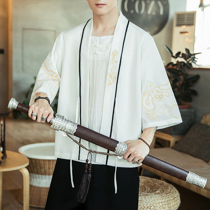 Chinese Style Jacket Retro Robe Young Men